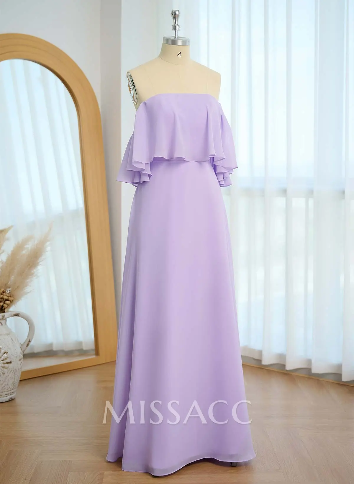 Missacc Home Try-on Wisteria Bridesmaid Sweet & Flow Off Shoulder Floor-Length Chiffon Bridesmaid With Ruffle Missacc Home Try-on Wisteria Bridesmaid Sweet & Flow Off Shoulder Floor-Length Chiffon Bridesmaid With Ruffle