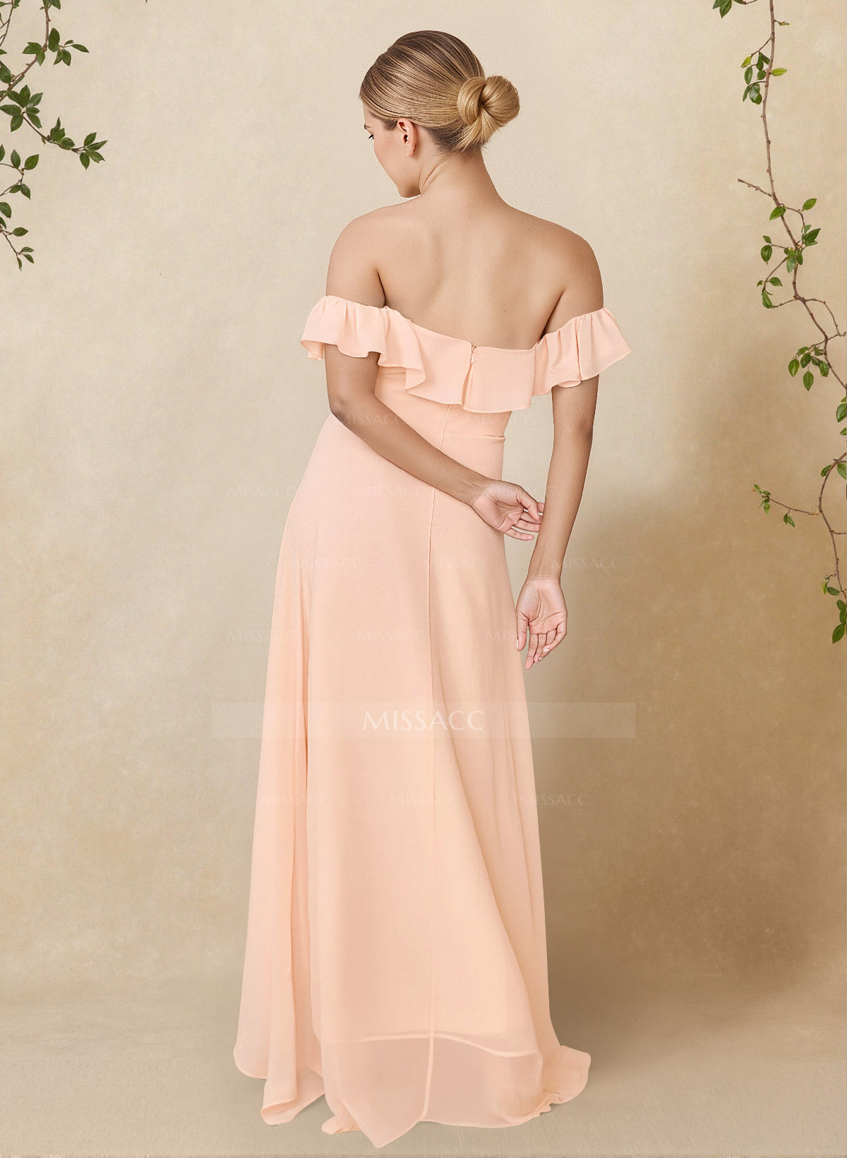 A-Line Off-The-Shoulder Asymmetrical Chiffon Bridesmaid Dresses With Ruffle