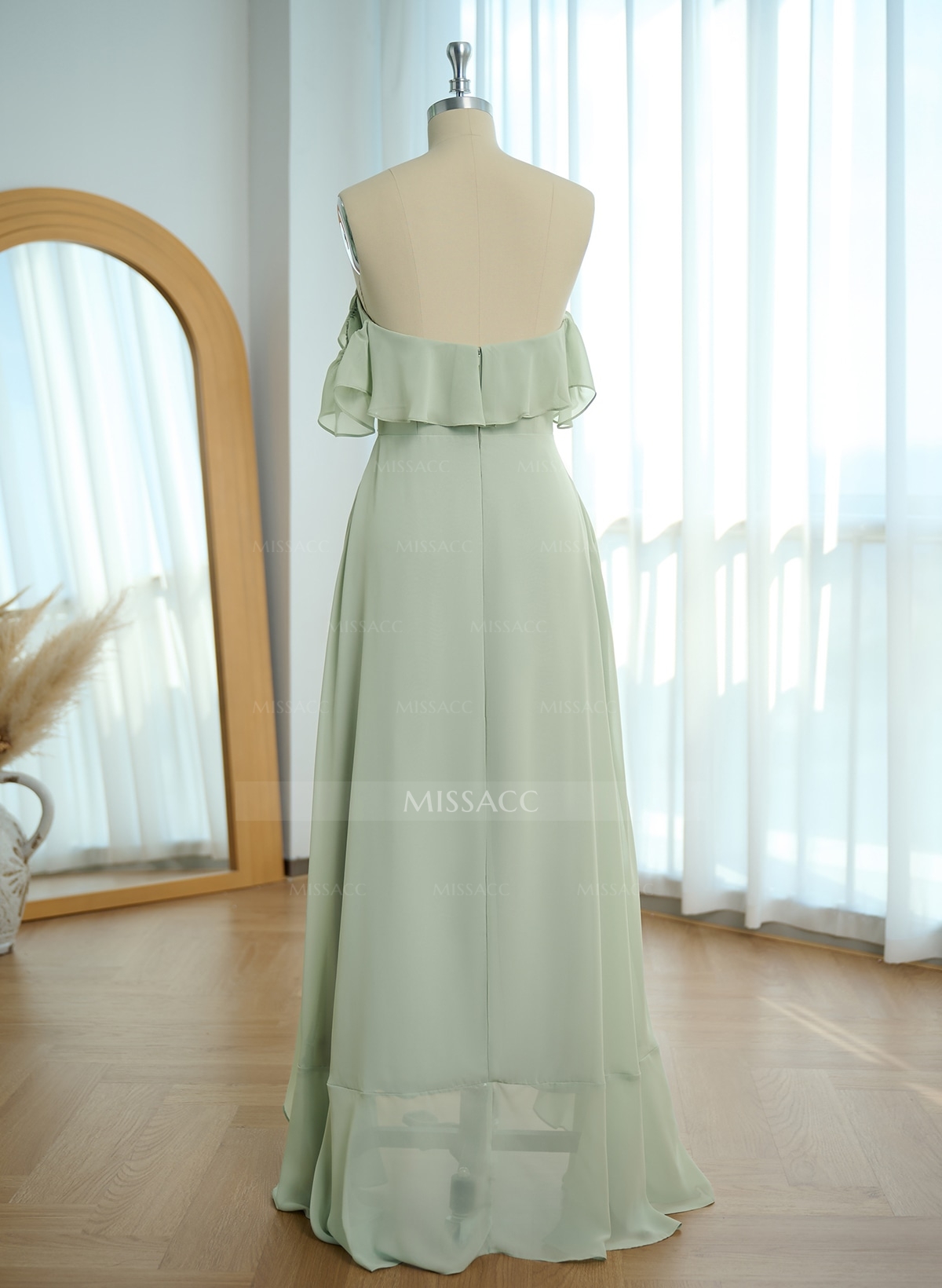 A-Line Off-The-Shoulder Asymmetrical Chiffon Bridesmaid Dresses With Ruffle