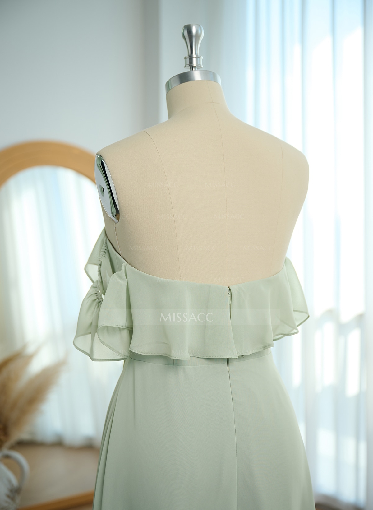 A-Line Off-The-Shoulder Asymmetrical Chiffon Bridesmaid Dresses With Ruffle