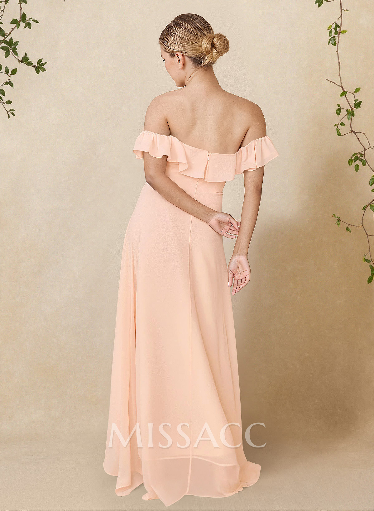 A-Line Off-The-Shoulder Asymmetrical Chiffon Bridesmaid Dresses With Ruffle A-Line Off-The-Shoulder Asymmetrical Chiffon Bridesmaid Dresses With Ruffle