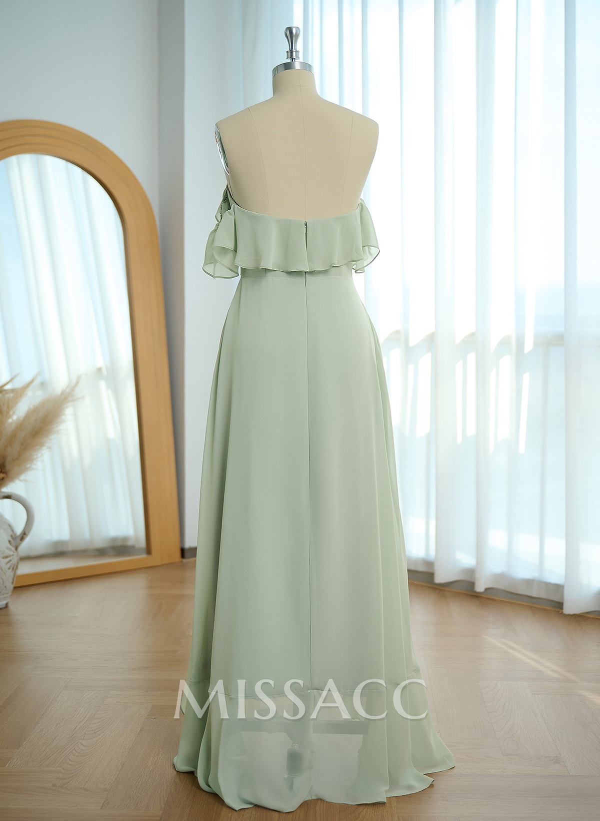 A-Line Off-The-Shoulder Asymmetrical Chiffon Bridesmaid Dresses With Ruffle A-Line Off-The-Shoulder Asymmetrical Chiffon Bridesmaid Dresses With Ruffle