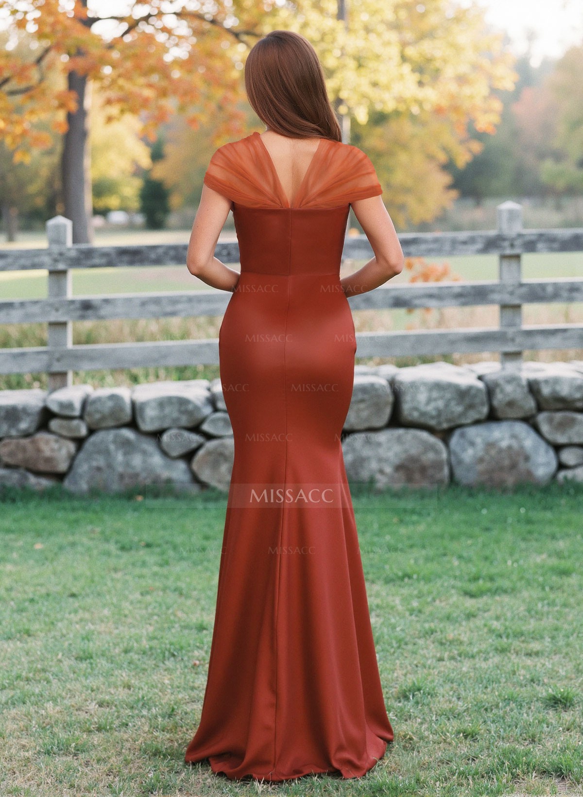Elegant V-Neck Floor-Length Mermaid Satin/Tulle Bridesmaid Dresses