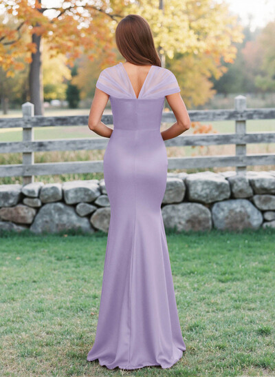 Elegant V-Neck Floor-Length Mermaid Satin/Tulle Bridesmaid Dresses