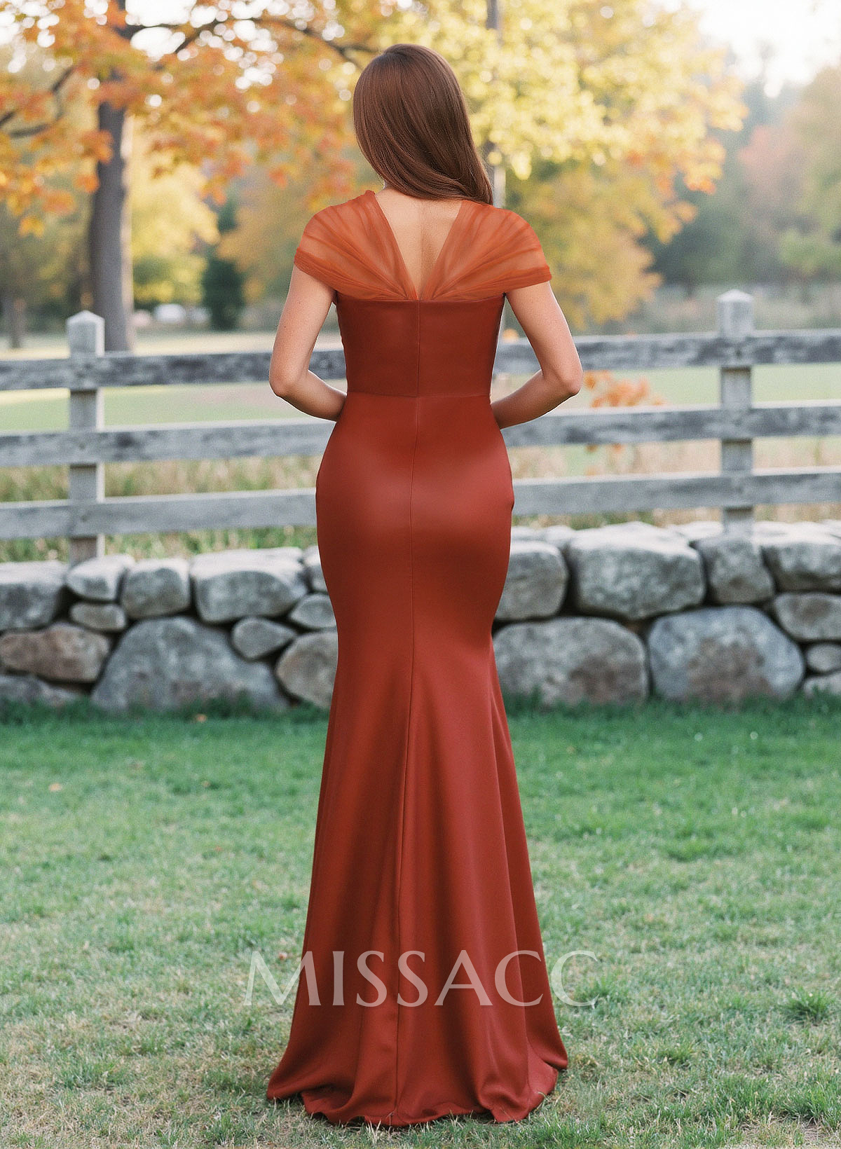Elegant V-Neck Floor-Length Mermaid Satin/Tulle Bridesmaid Dresses Elegant V-Neck Floor-Length Mermaid Satin/Tulle Bridesmaid Dresses