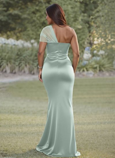 Simple Trumpet/Mermaid Sweetheart Floor-Length Satin Bridesmaid Dresses With Beading