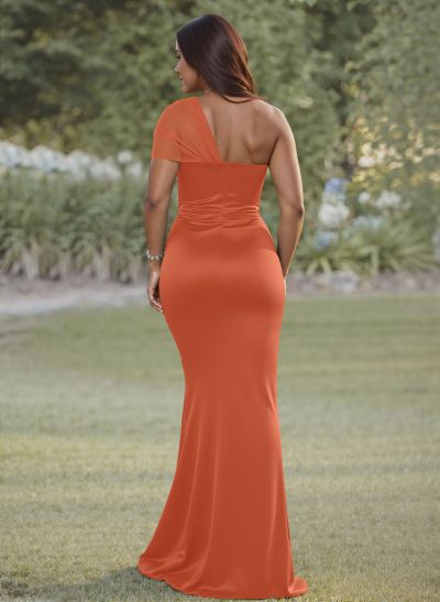 Simple Trumpet/Mermaid Sweetheart Floor-Length Satin Bridesmaid Dresses With Beading