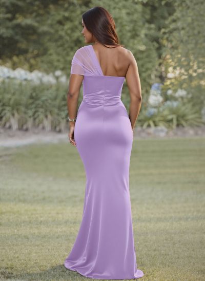 Simple Trumpet/Mermaid Sweetheart Floor-Length Satin Bridesmaid Dresses With Beading