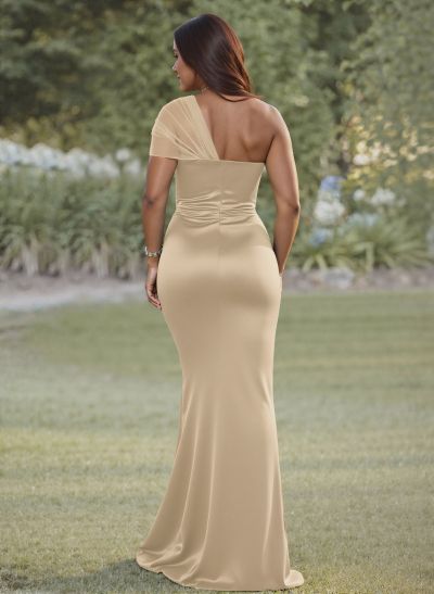 Simple Trumpet/Mermaid Sweetheart Floor-Length Satin Bridesmaid Dresses With Beading