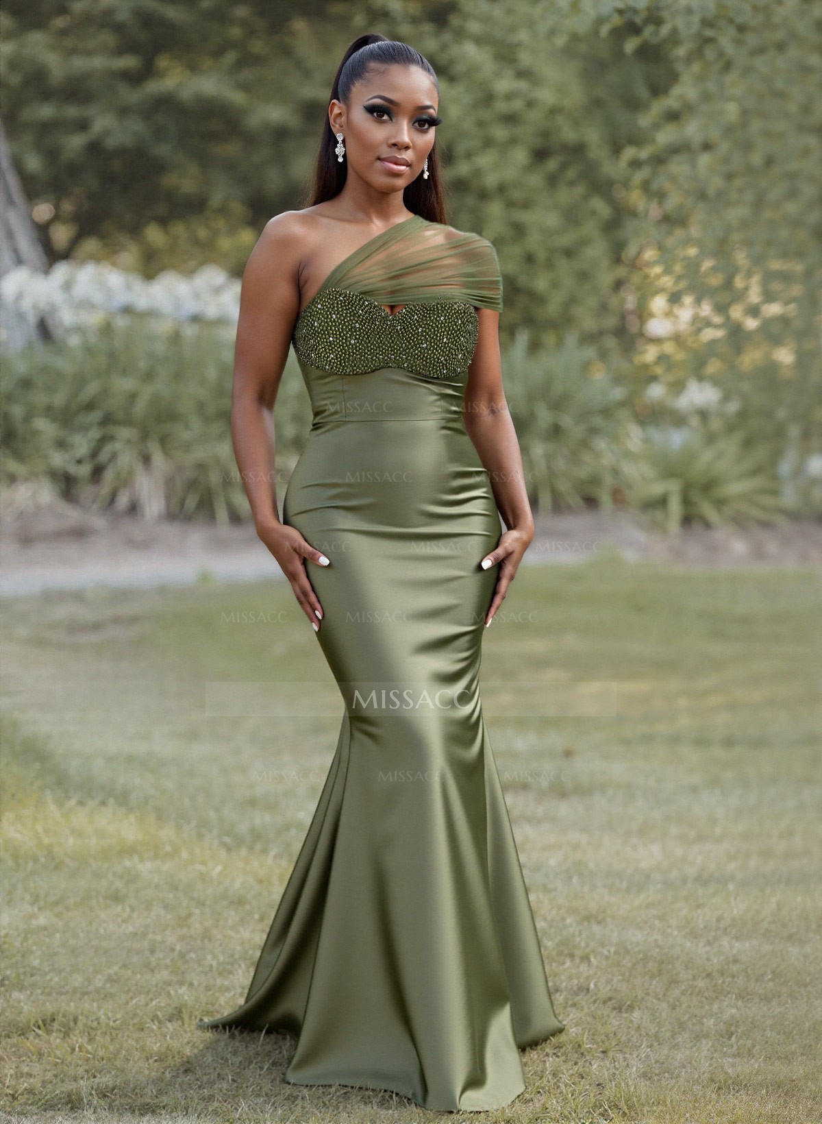 Simple Trumpet/Mermaid Sweetheart Floor-Length Satin Bridesmaid Dresses With Beading