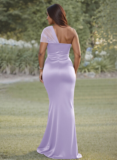 Simple Trumpet/Mermaid Sweetheart Floor-Length Satin Bridesmaid Dresses With Beading