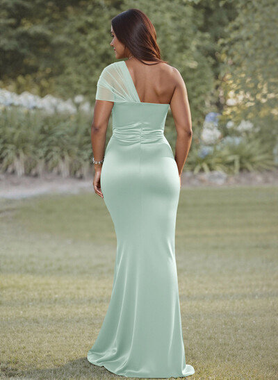 Simple Trumpet/Mermaid Sweetheart Floor-Length Satin Bridesmaid Dresses With Beading