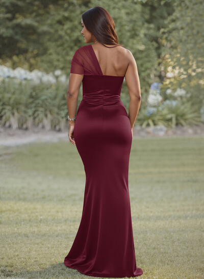 Simple Trumpet/Mermaid Sweetheart Floor-Length Charmeuse Bridesmaid Dresses With Beading