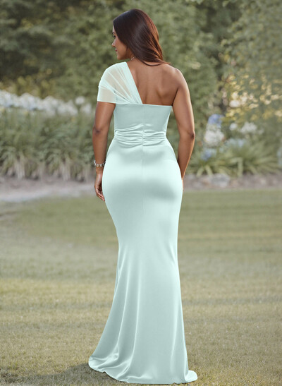 Simple Trumpet/Mermaid Sweetheart Floor-Length Charmeuse Bridesmaid Dresses With Beading