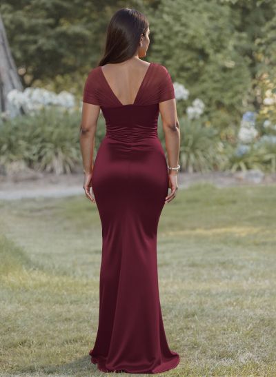 Elegant Trumpet/Mermaid Sweetheart Floor-Length Charmeuse Bridesmaid Dresses With Beading