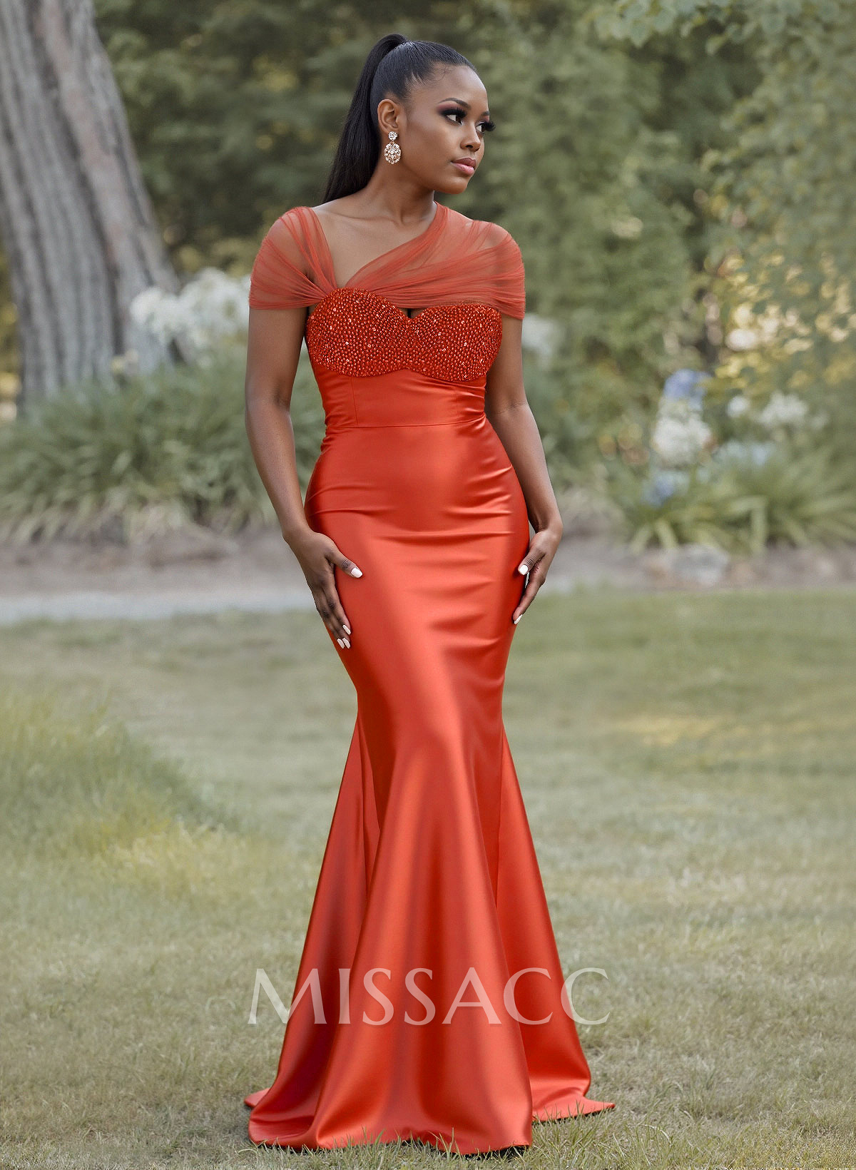 Elegant Trumpet/Mermaid Sweetheart Floor-Length Charmeuse Bridesmaid Dresses With Beading Elegant Trumpet/Mermaid Sweetheart Floor-Length Charmeuse Bridesmaid Dresses With Beading