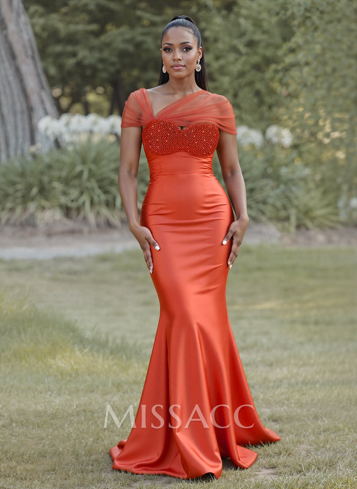 Elegant Trumpet/Mermaid Sweetheart Floor-Length Charmeuse Bridesmaid Dresses With Beading Elegant Trumpet/Mermaid Sweetheart Floor-Length Charmeuse Bridesmaid Dresses With Beading
