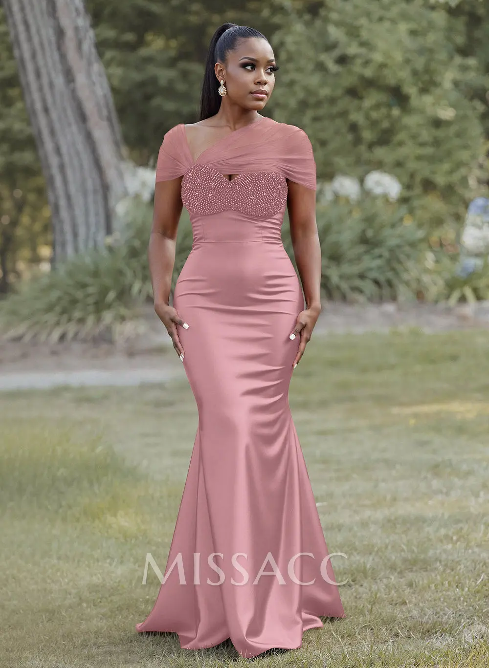 trumpet bridesmaid dress Elegant Trumpet/Mermaid Sweetheart Sweep Train Charmeuse Dresses With Beading Size:6XL[+$8.99] casual_summer_dress Fucks Petite Asian girl Sleeveless Shoulder;Fabric