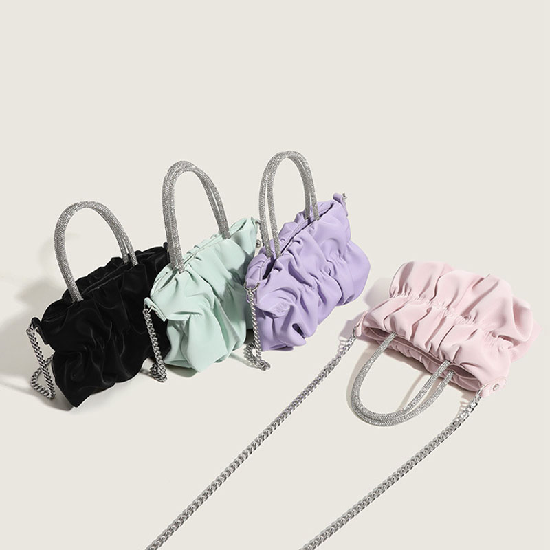 PU Event/Party Clutches & Bags With Pleats/Rhinestone