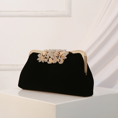 Velour Event/Party Clutches & Bags With Rhinestone/Lmitation Pearl