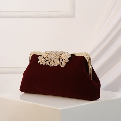 Velour Event/Party Clutches & Bags With Rhinestone/Lmitation Pearl