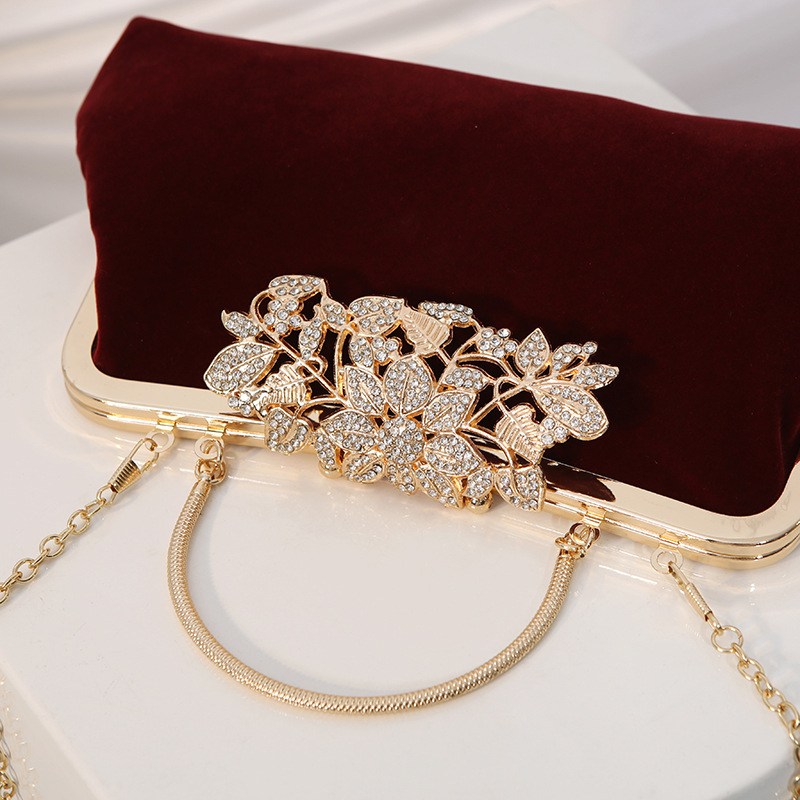 Velour Event/Party Clutches & Bags With Rhinestone/Lmitation Pearl