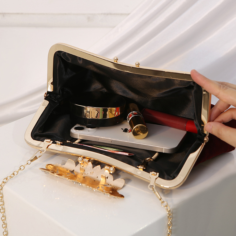 Velour Event/Party Clutches & Bags With Rhinestone/Lmitation Pearl