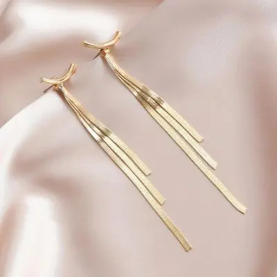Snake Bone Tassel Drop Earrings