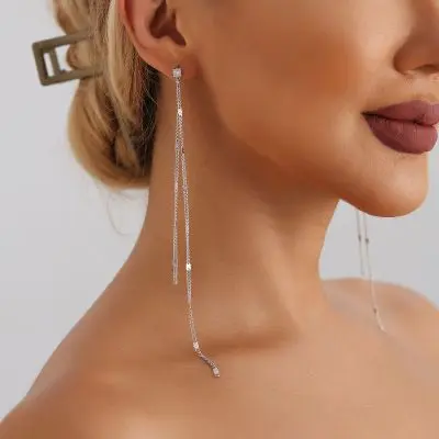 Rhinestone Tassel Earrings
