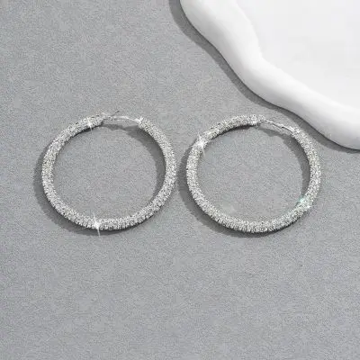 Simple Delicate Full Rhinestone Hoop Earrings