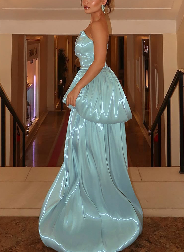 Sparkle & Shine Sweetheart Sweep Train Liquid Satin Evening Dresses