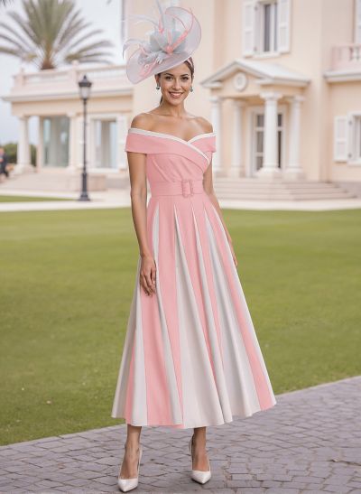 Elegant Off-The-Shoulder A-Line Chiffon/Elastic Satin Mother Of The Bride Dresses