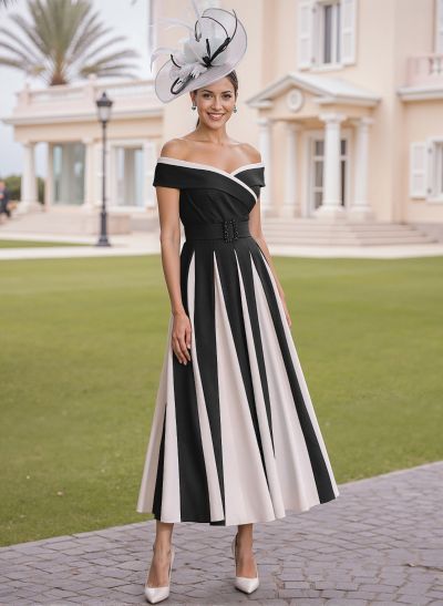Elegant Off-The-Shoulder A-Line Chiffon/Elastic Satin Mother Of The Bride Dresses