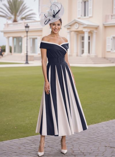 Elegant Off-The-Shoulder A-Line Chiffon/Elastic Satin Mother Of The Bride Dresses