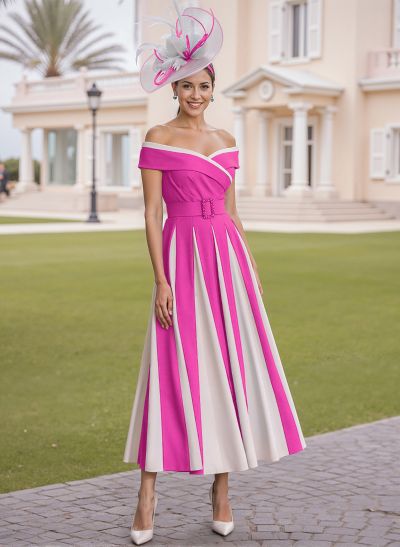 Elegant Off-The-Shoulder A-Line Chiffon/Elastic Satin Mother Of The Bride Dresses