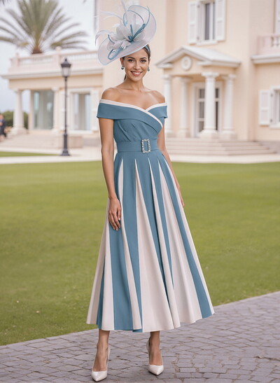 Elegant Off-The-Shoulder A-Line Elastic Satin Mother Of The Bride Dresses