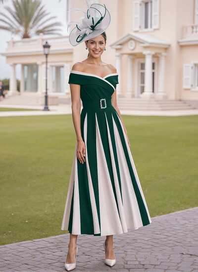 Elegant Off-The-Shoulder A-Line Elastic Satin Mother Of The Bride Dresses