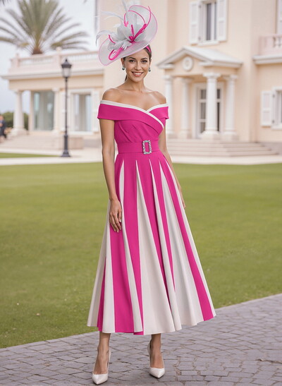 Elegant Off-The-Shoulder A-Line Elastic Satin Mother Of The Bride Dresses