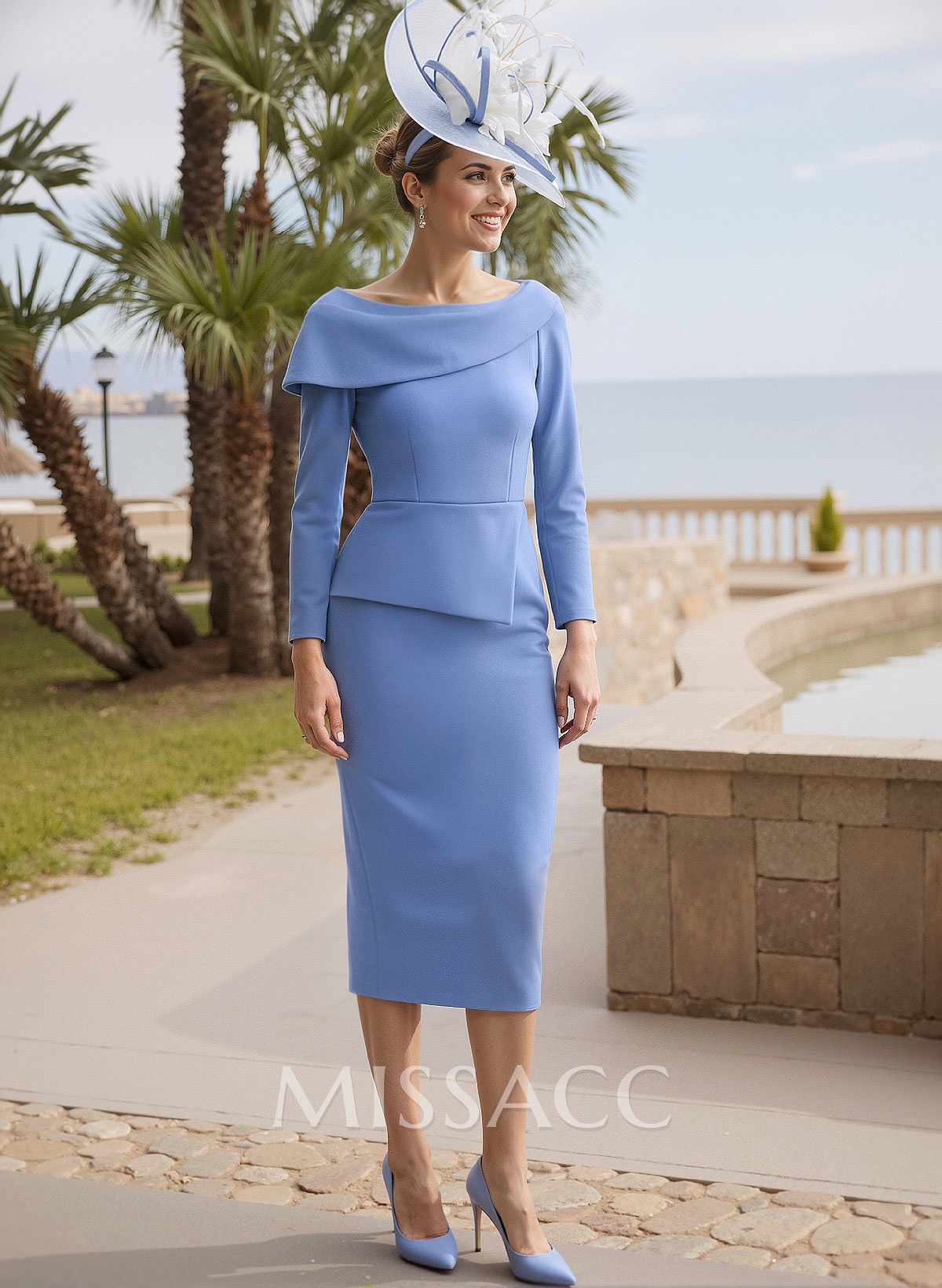 Sheath/Column Scoop Neck Long Sleeves Elastic Satin Mother Of The Bride Dresses