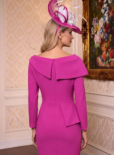 Sheath/Column Scoop Neck Long Sleeves Elastic Satin Mother Of The Bride Dresses