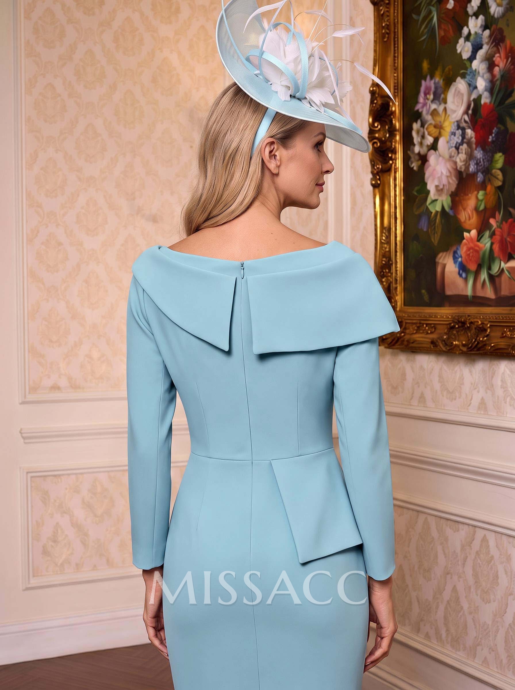 Sheath/Column Scoop Neck Long Sleeves Elastic Satin Mother Of The Bride Dresses