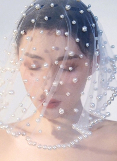 Pearl Embellished Birdcage Veils