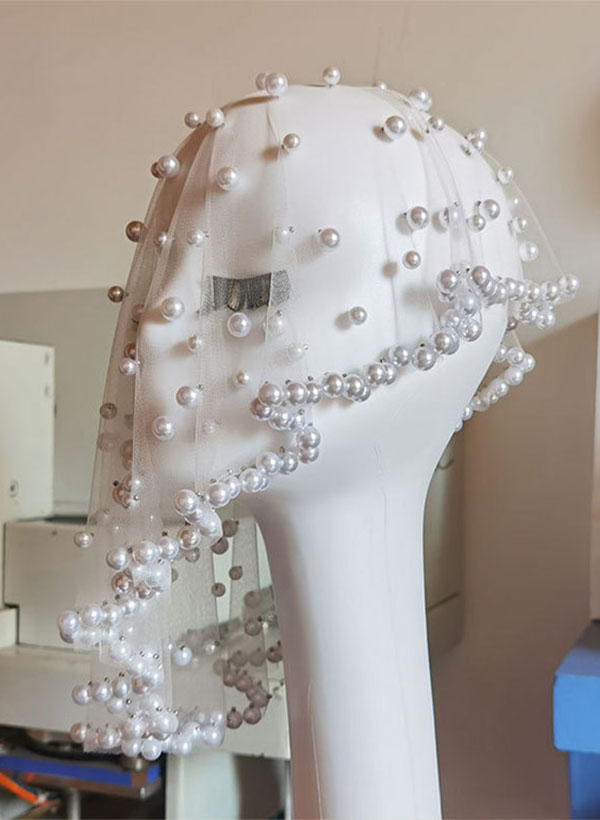 Pearl Embellished Birdcage Veils