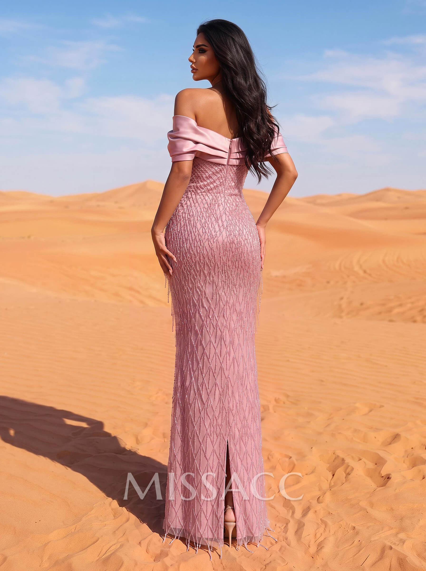 Sparkle & Shine Off-The-Shoulder Ankle-Length Matte Satin Evening Dresses With Beading Sparkle & Shine Off-The-Shoulder Ankle-Length Matte Satin Evening Dresses With Beading