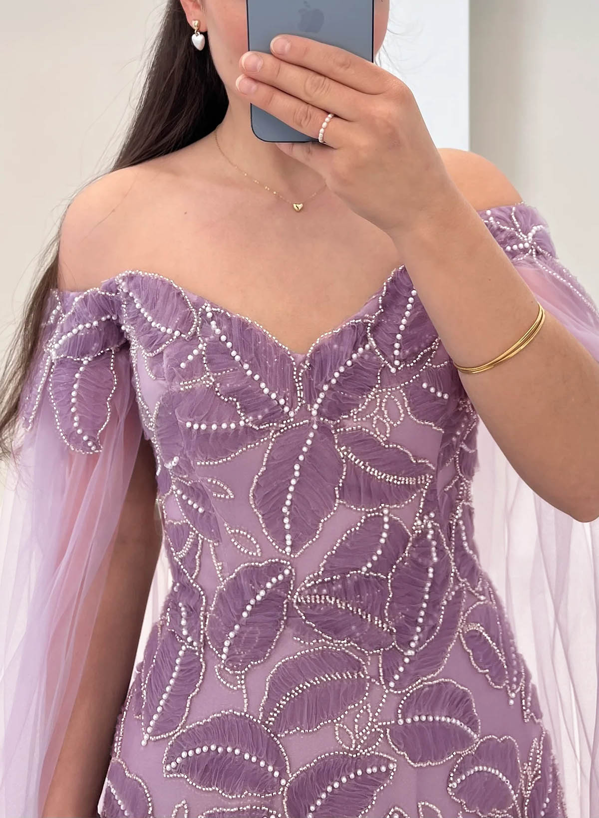 Luxury A-Line Off-The-Shoulder Chiffon Evening Dresses With Beading/Lace