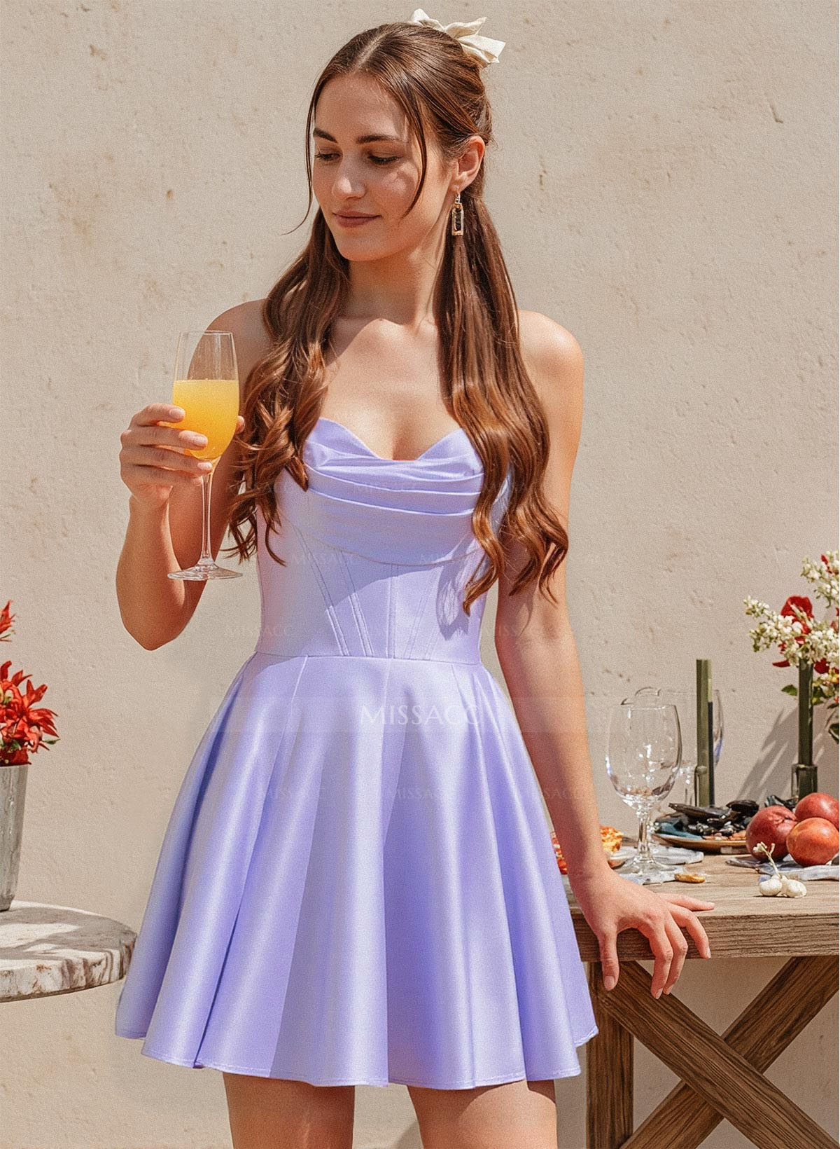 Simple Sweetheart Corset A-Line Short/Mini Matte Satin Homecoming Dresses