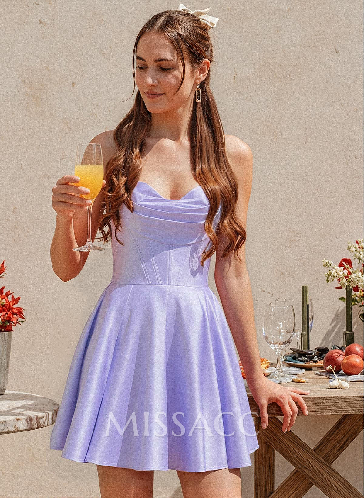Simple Sweetheart Corset A-Line Short/Mini Matte Satin Homecoming Dresses