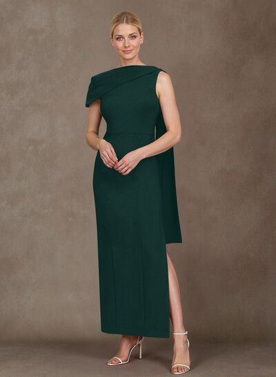 Elegant One-Shoulder Ankle-Length Elastic Satin Mother Of The Bride Dresses With Sweeping Side Drape