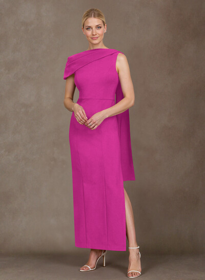 Elegant One-Shoulder Ankle-Length Elastic Satin Mother Of The Bride Dresses With Sweeping Side Drape