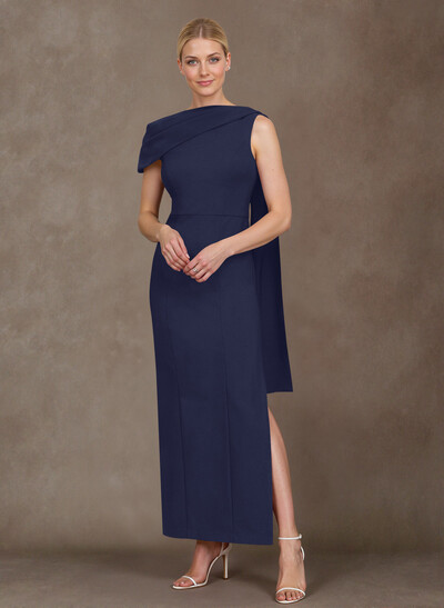 Elegant One-Shoulder Ankle-Length Elastic Satin Mother Of The Bride Dresses With Sweeping Side Drape